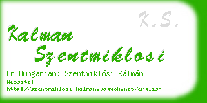 kalman szentmiklosi business card