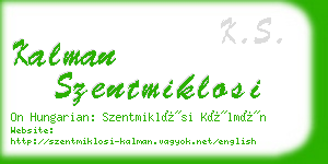 kalman szentmiklosi business card